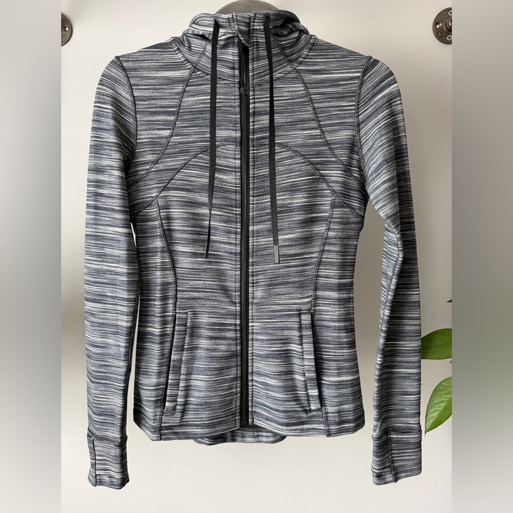 Lululemon Hooded Define Jacket Nulu Herringbone Heather Black Size 6